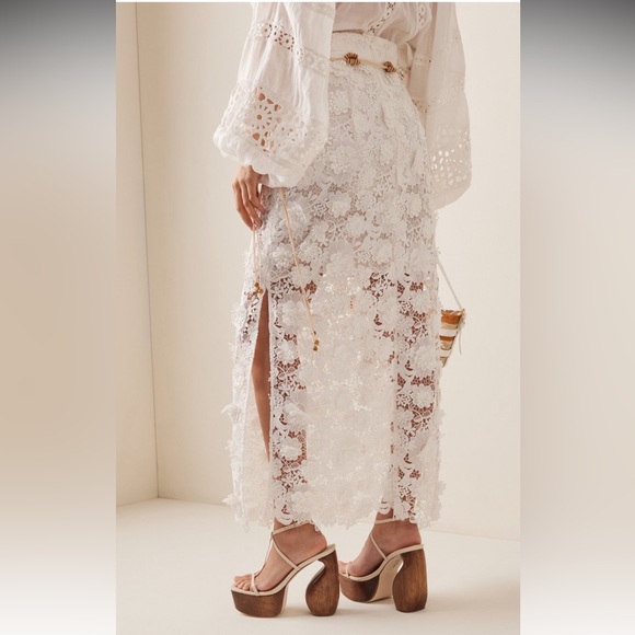 Zimmermann Raie Floral Lace Maxi Skirt Size 1 - Picture 4 of 15